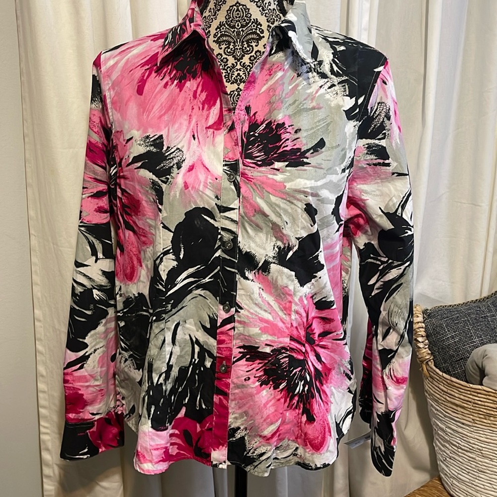 Foxcroft Wrinkle Free Button Up Top Long Sleeve S… - image 1